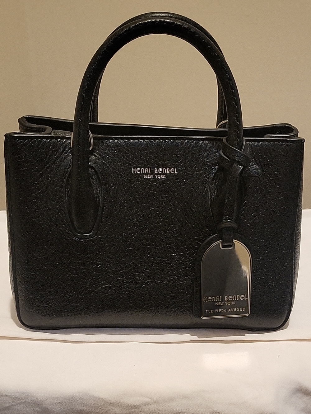 Henri Bendel Black Textured Leather Satchel with Top Handles